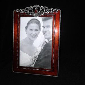 4X6 Dark Amber Enamel, Jewels and Metal Frame